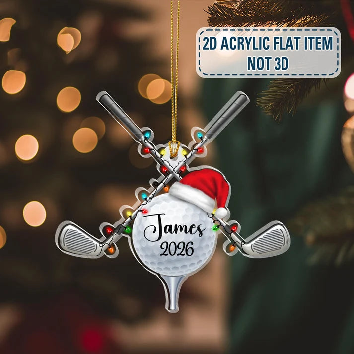 Personalized Golf Ball Christmas Ornament, Custom Acrylic Golf Ornament, Christmas Gift for Golfers, Golf Lovers, Golf Player Keepsake