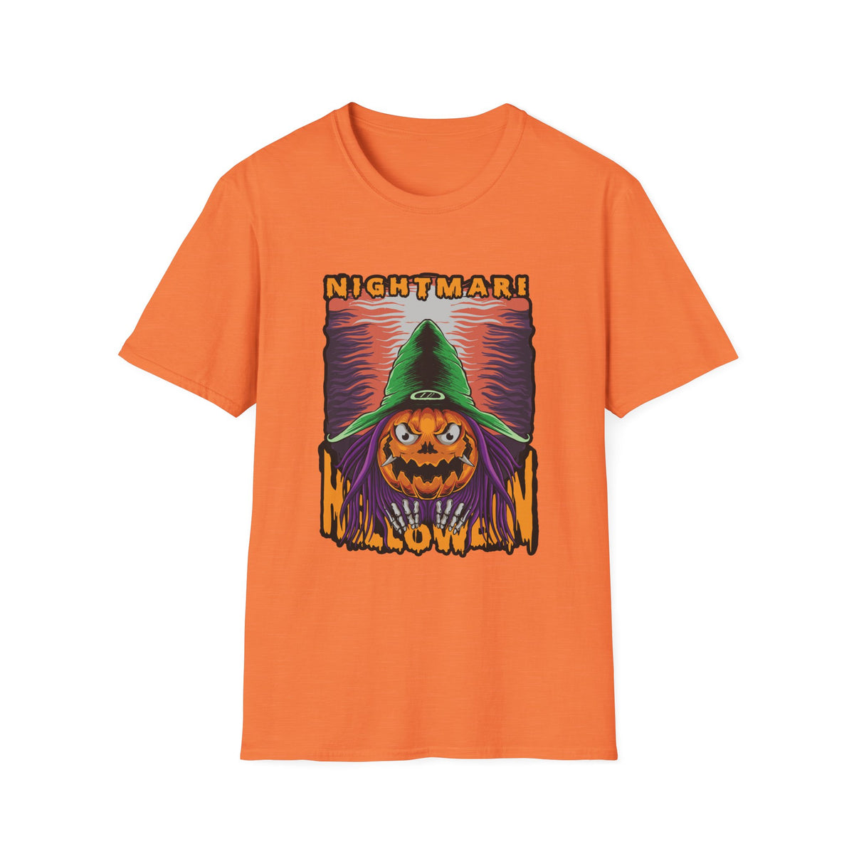 Scary Pumpkin Halloween T-Shirt - Vintage Design for a Spooky Style