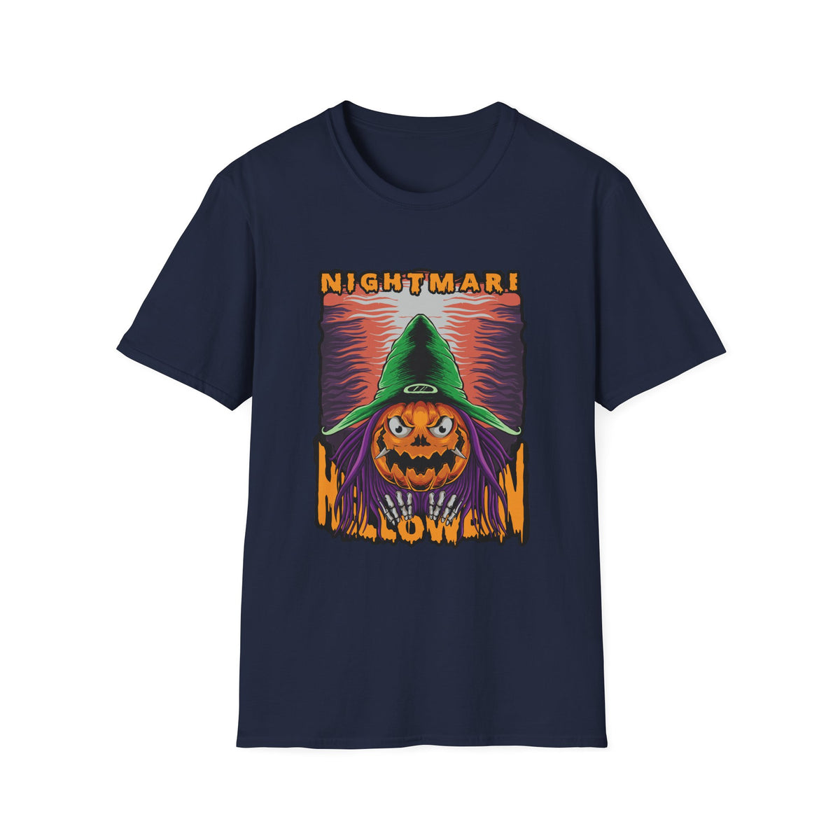 Scary Pumpkin Halloween T-Shirt - Vintage Design for a Spooky Style