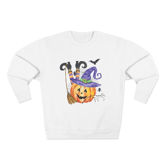 Vintage Pumpkin Witch Halloween Crewneck Sweatshirt