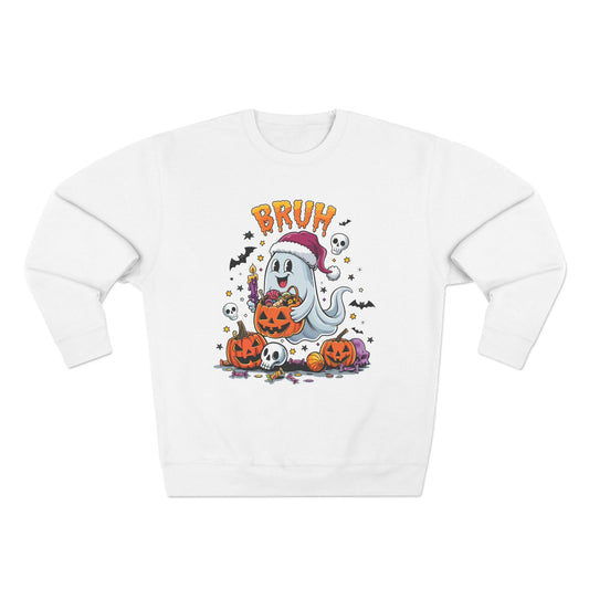 Bruh Ghost and Pumpkin Halloween Crewneck Sweatshirt