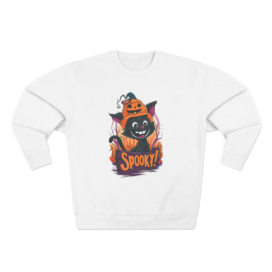 Halloween Cute Pumpkin Cat Crewneck Sweatshirt