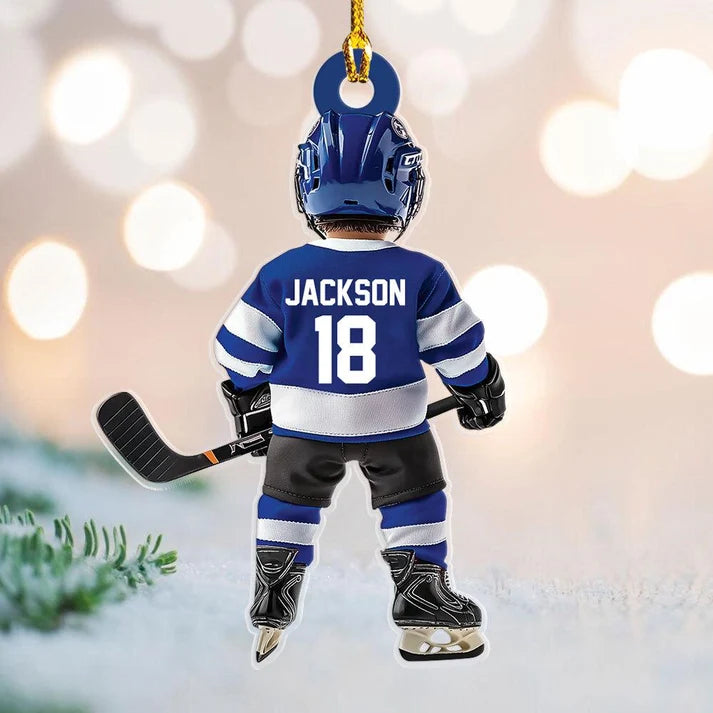 Personalized Ice Hockey Christmas Ornament, Custom Acrylic Hockey Gift, Christmas Gift for Hockey Player, Son, Daughter, Grandkids