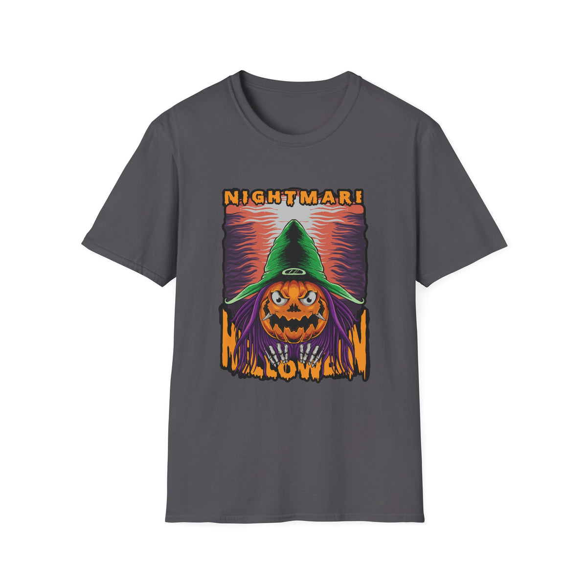 Scary Pumpkin Halloween T-Shirt - Vintage Design for a Spooky Style
