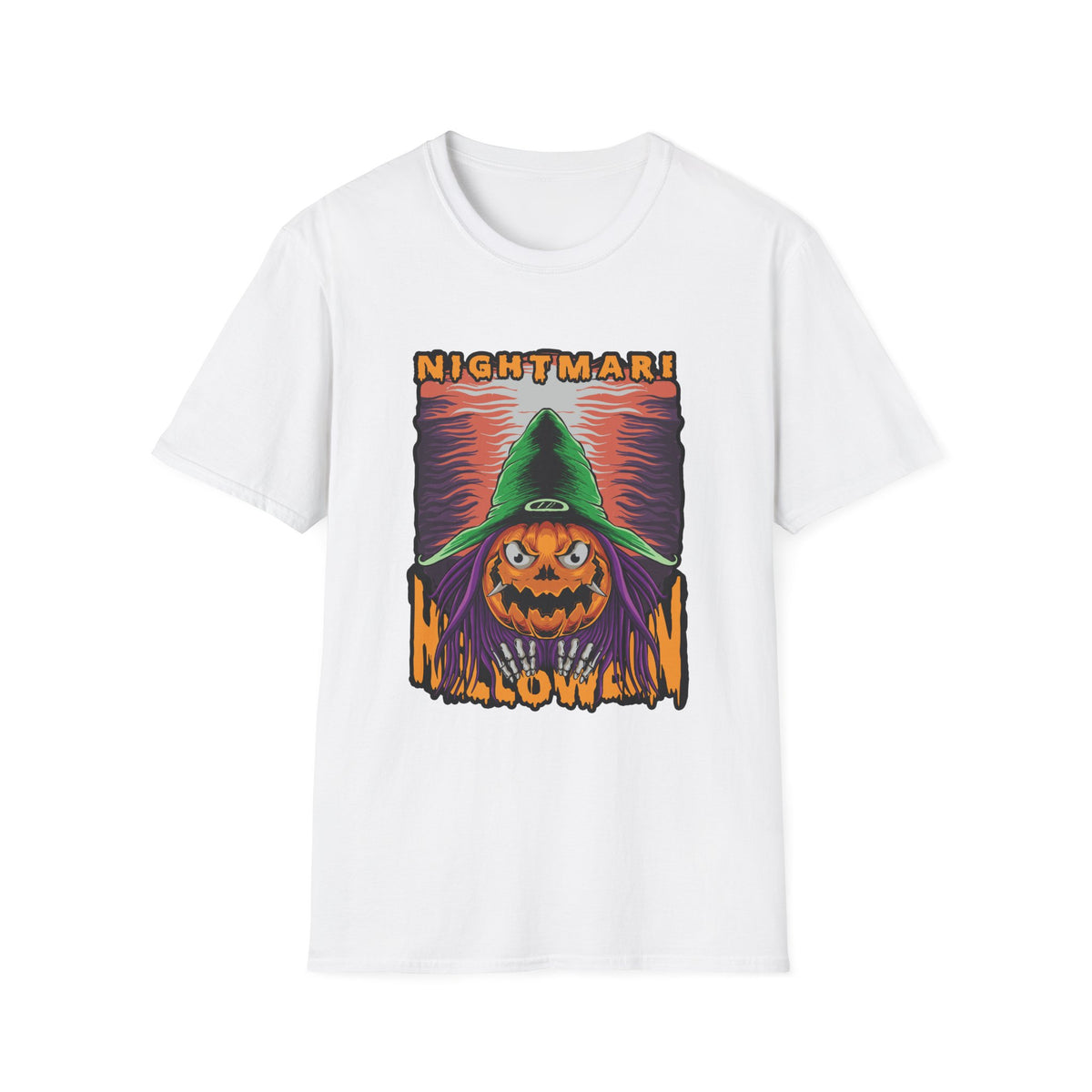 Scary Pumpkin Halloween T-Shirt - Vintage Design for a Spooky Style
