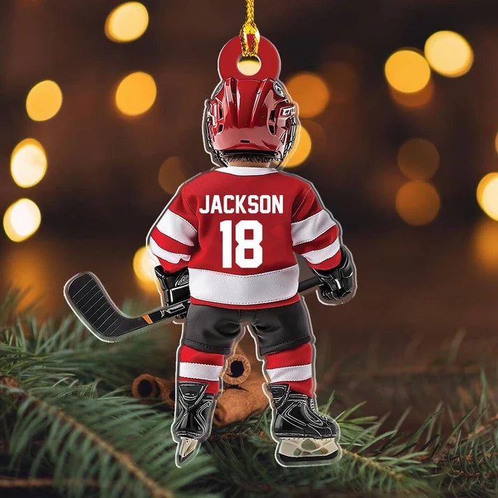 Personalized Ice Hockey Christmas Ornament, Custom Acrylic Hockey Gift, Christmas Gift for Hockey Player, Son, Daughter, Grandkids