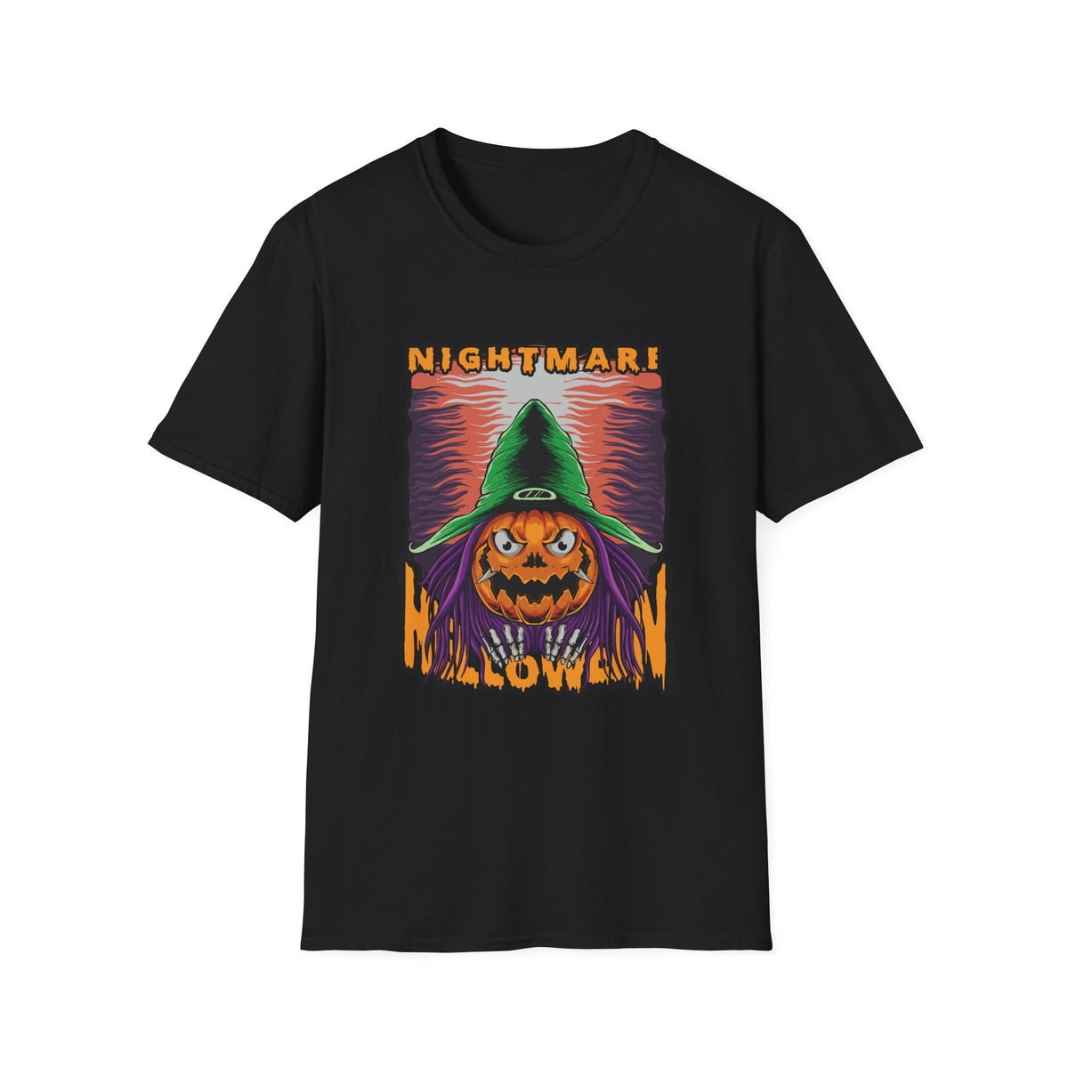 Scary Pumpkin Halloween T-Shirt - Vintage Design for a Spooky Style