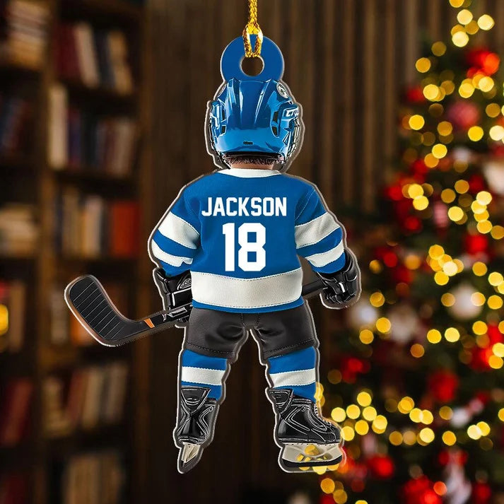 Personalized Ice Hockey Christmas Ornament, Custom Acrylic Hockey Gift, Christmas Gift for Hockey Player, Son, Daughter, Grandkids