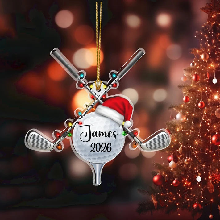 Personalized Golf Ball Christmas Ornament, Custom Acrylic Golf Ornament, Christmas Gift for Golfers, Golf Lovers, Golf Player Keepsake