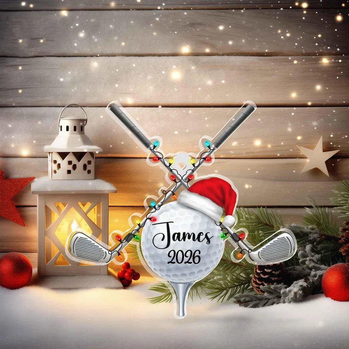 Personalized Golf Ball Christmas Ornament, Custom Acrylic Golf Ornament, Christmas Gift for Golfers, Golf Lovers, Golf Player Keepsake
