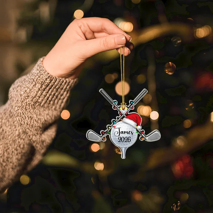 Personalized Golf Ball Christmas Ornament, Custom Acrylic Golf Ornament, Christmas Gift for Golfers, Golf Lovers, Golf Player Keepsake
