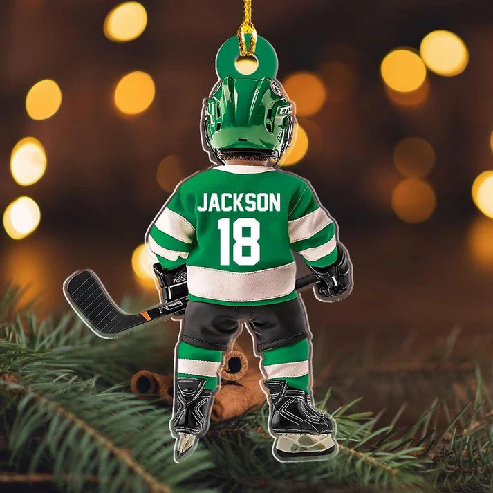 Personalized Ice Hockey Christmas Ornament, Custom Acrylic Hockey Gift, Christmas Gift for Hockey Player, Son, Daughter, Grandkids