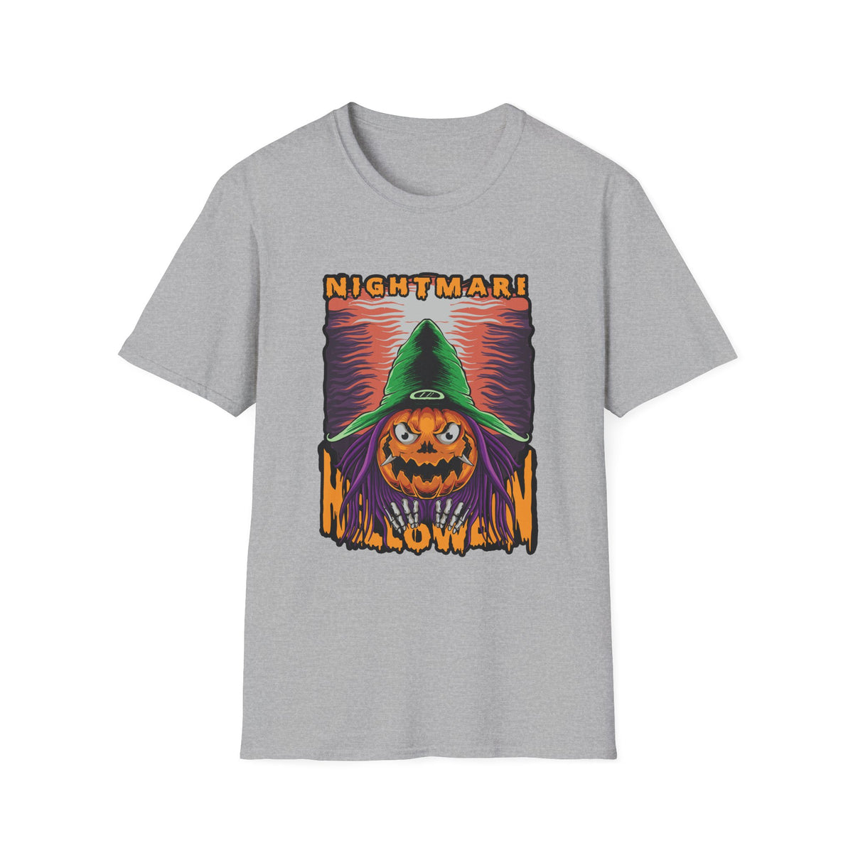 Scary Pumpkin Halloween T-Shirt - Vintage Design for a Spooky Style