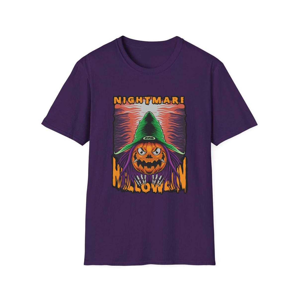 Scary Pumpkin Halloween T-Shirt - Vintage Design for a Spooky Style