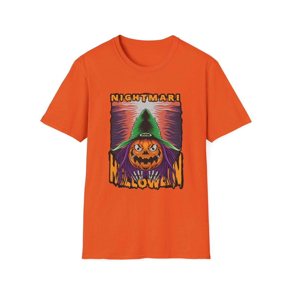 Scary Pumpkin Halloween T-Shirt - Vintage Design for a Spooky Style