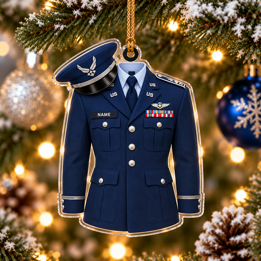 Air Force Uniform 2D Flat Ornament - Personalized Custom Shaped Acrylic Ornament - Christmas Gift For Military, Army Dad, Husband