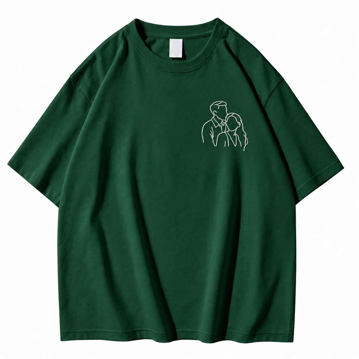 Personalized Embroidered Couple T-Shirt, Custom Line Art Portrait Shirt, Gift for Couples