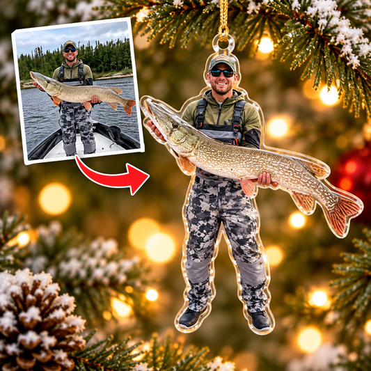Personalized Fishing Christmas Ornament – Ideal for Group Photos – Custom Christmas Gift for Fishermen & Fishing Lovers | Acrylic