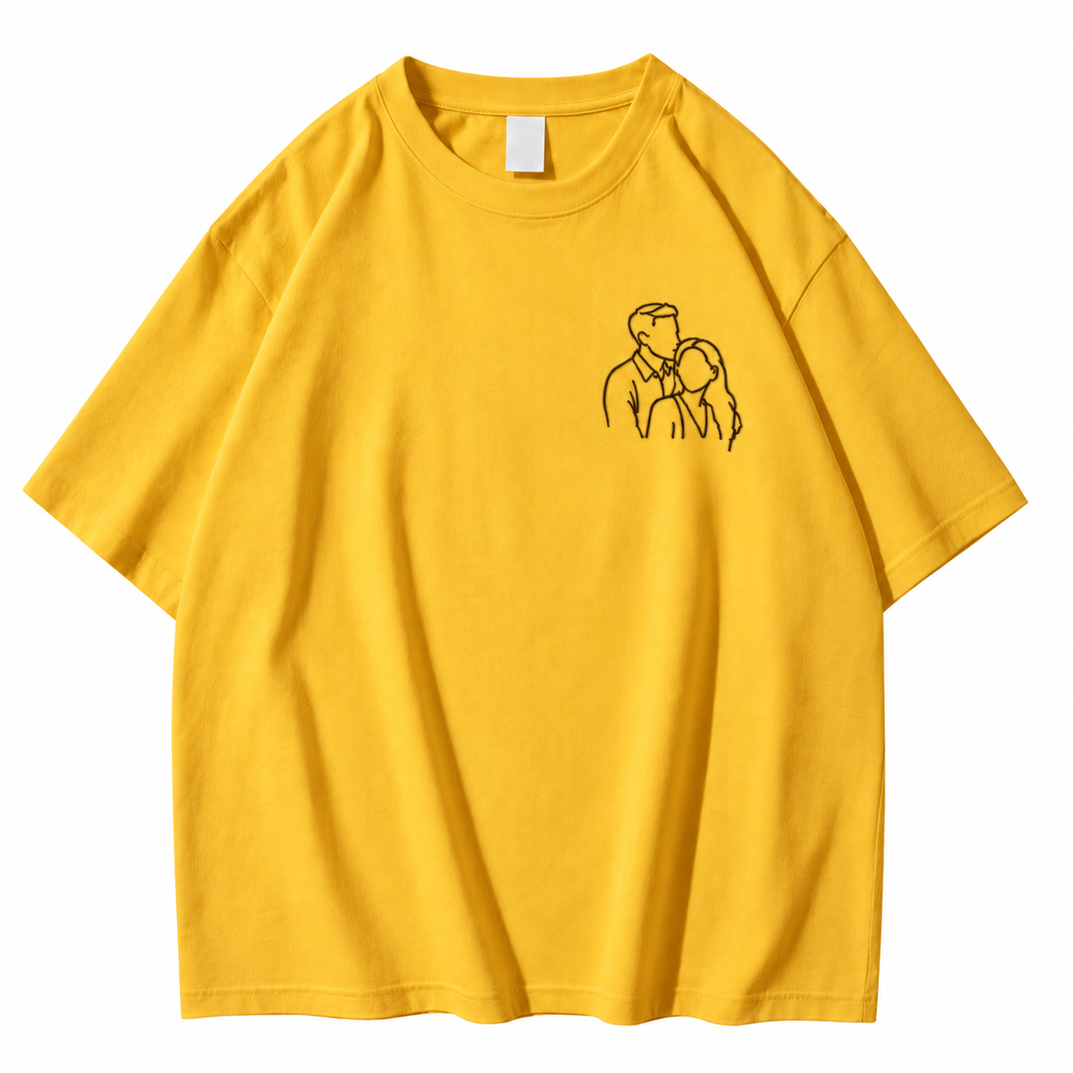 Personalized Embroidered Couple T-Shirt, Custom Line Art Portrait Shirt, Gift for Couples
