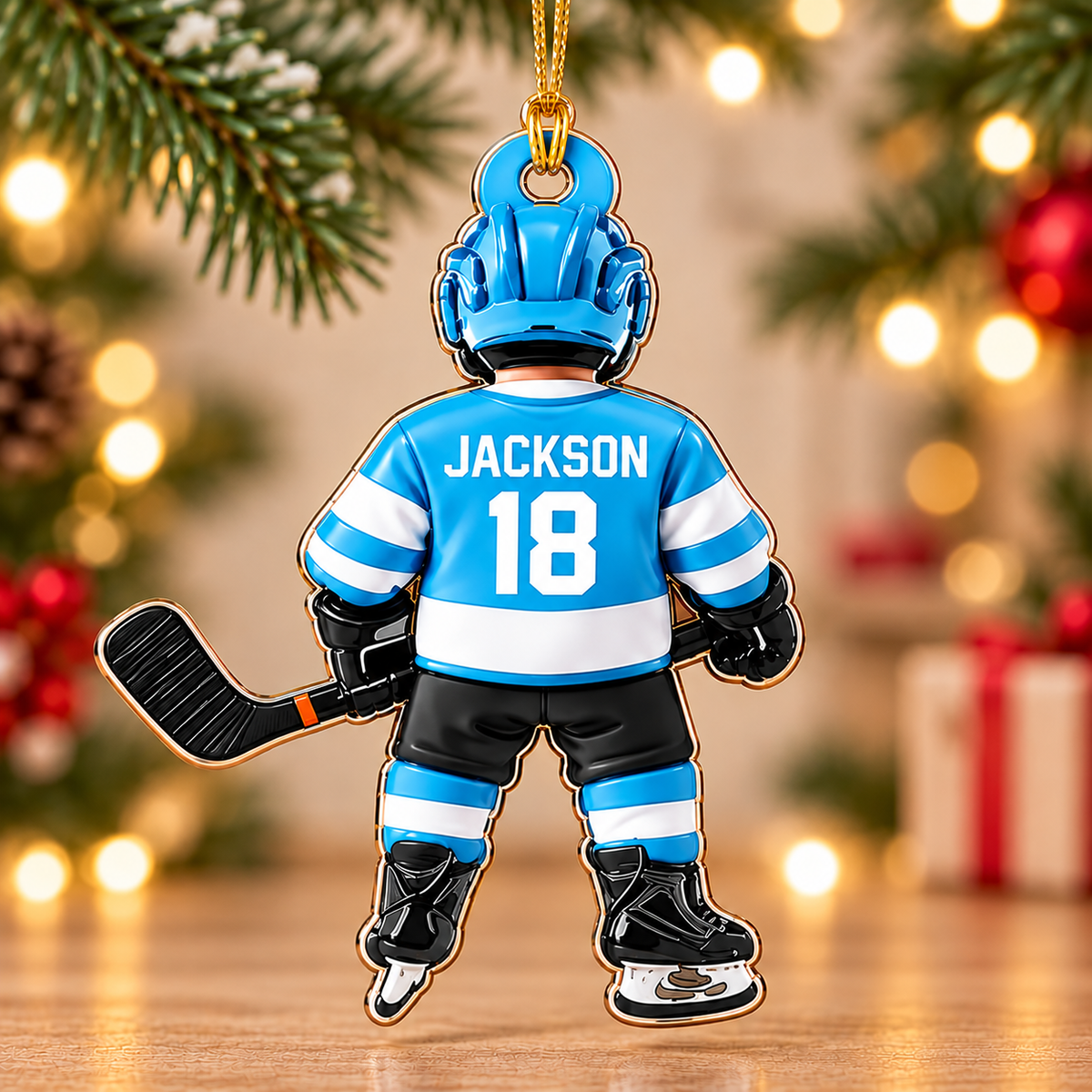 Personalized Ice Hockey Christmas Ornament, Custom Acrylic Hockey Gift, Christmas Gift for Hockey Player, Son, Daughter, Grandkids