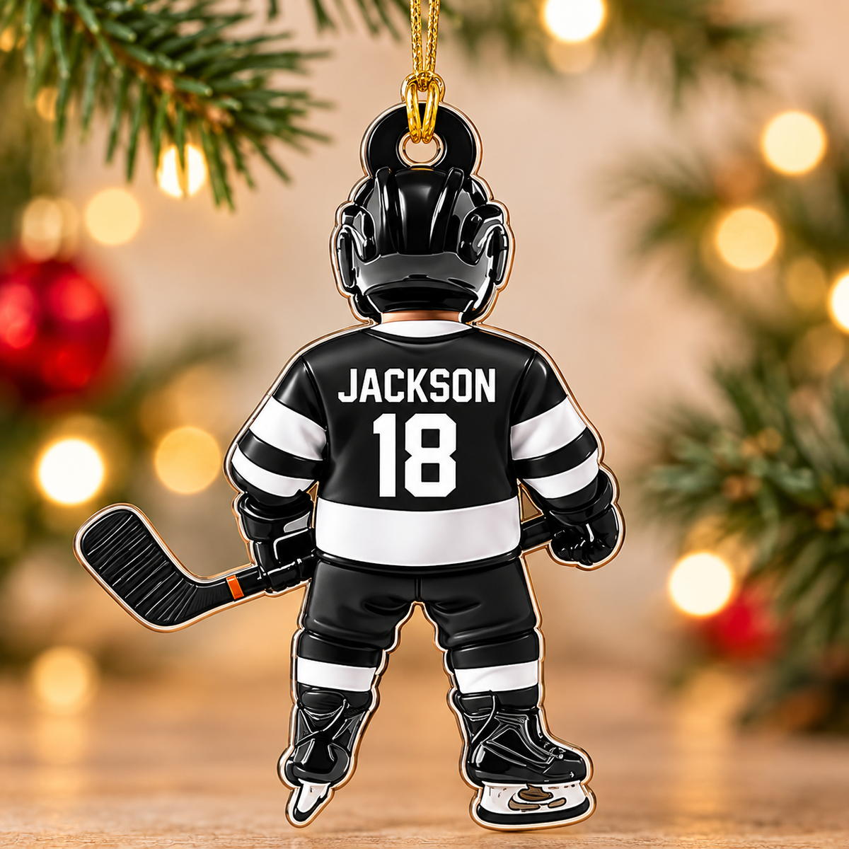 Personalized Ice Hockey Christmas Ornament, Custom Acrylic Hockey Gift, Christmas Gift for Hockey Player, Son, Daughter, Grandkids