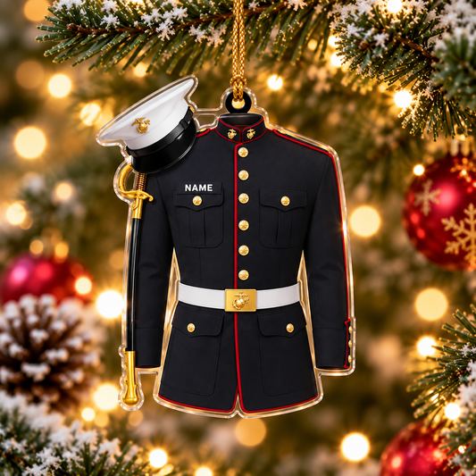 Marine Uniform 2D Flat Ornament - Personalized Custom Shaped Acrylic Ornament - Christmas Gift For Military, Army Dad, Husband (Copy)