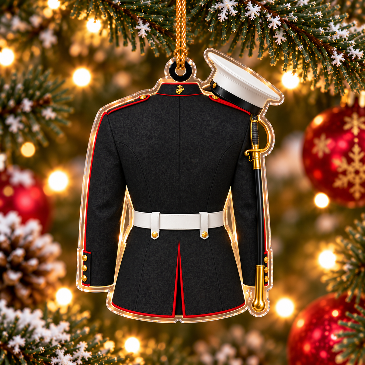 Marine Uniform 2D Flat Ornament - Personalized Custom Shaped Acrylic Ornament - Christmas Gift For Military, Army Dad, Husband (Copy)