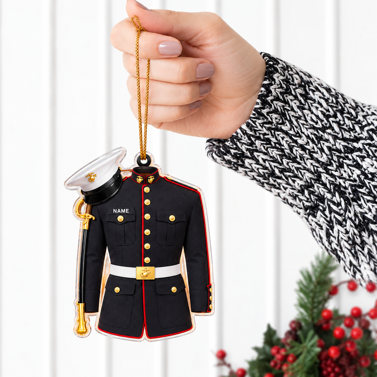 Marine Uniform 2D Flat Ornament - Personalized Custom Shaped Acrylic Ornament - Christmas Gift For Military, Army Dad, Husband (Copy)