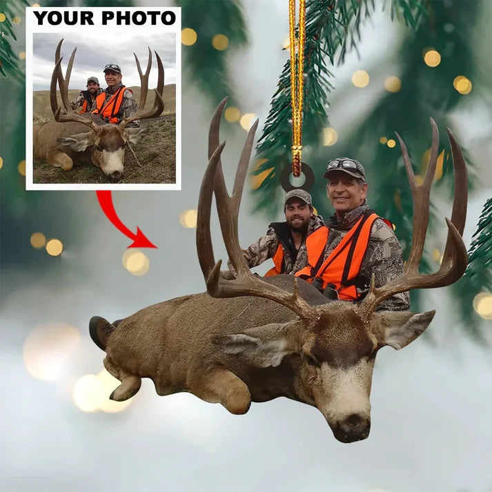 Personalized Hunting Photo Christmas Ornament, Custom Acrylic Ornament Gift for Hunters and Deer Hunting Lovers
