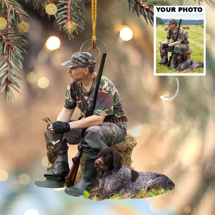 Personalized Hunting Photo Christmas Ornament, Custom Acrylic Ornament Gift for Hunters and Deer Hunting Lovers