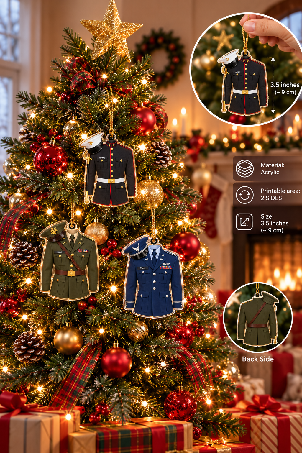 Army Uniform 2D Flat Ornament - Personalized Custom Shaped Acrylic Ornament - Christmas Gift For Military, Army Dad, Husband (Copy) (Copy)