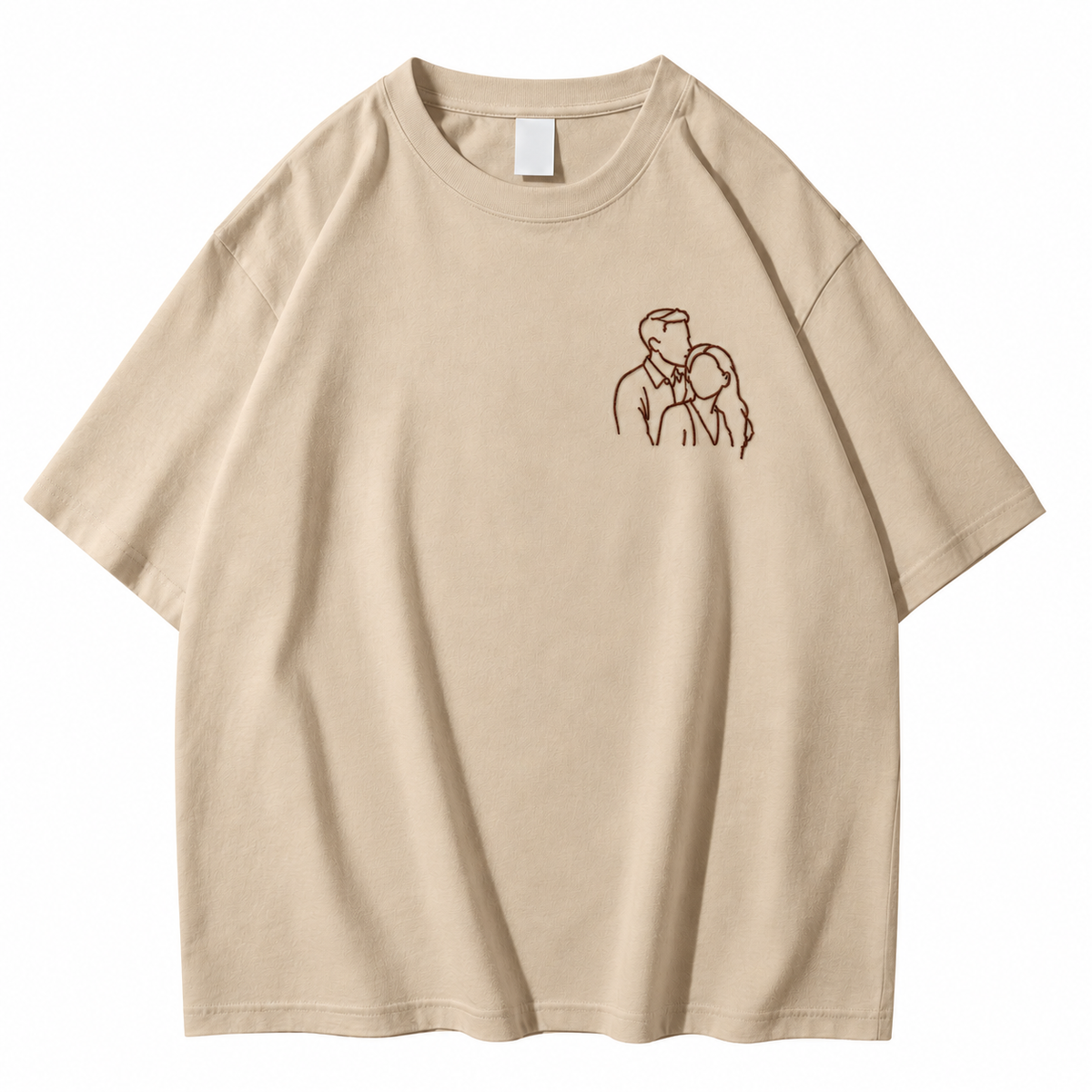 Personalized Embroidered Couple T-Shirt, Custom Line Art Portrait Shirt, Gift for Couples