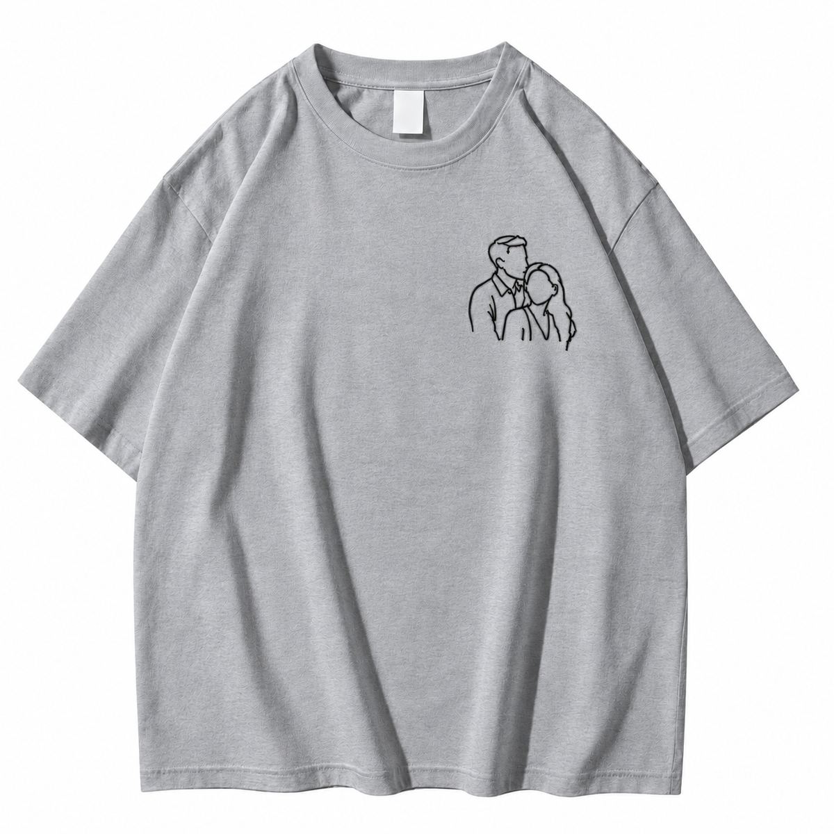 Personalized Embroidered Couple T-Shirt, Custom Line Art Portrait Shirt, Gift for Couples