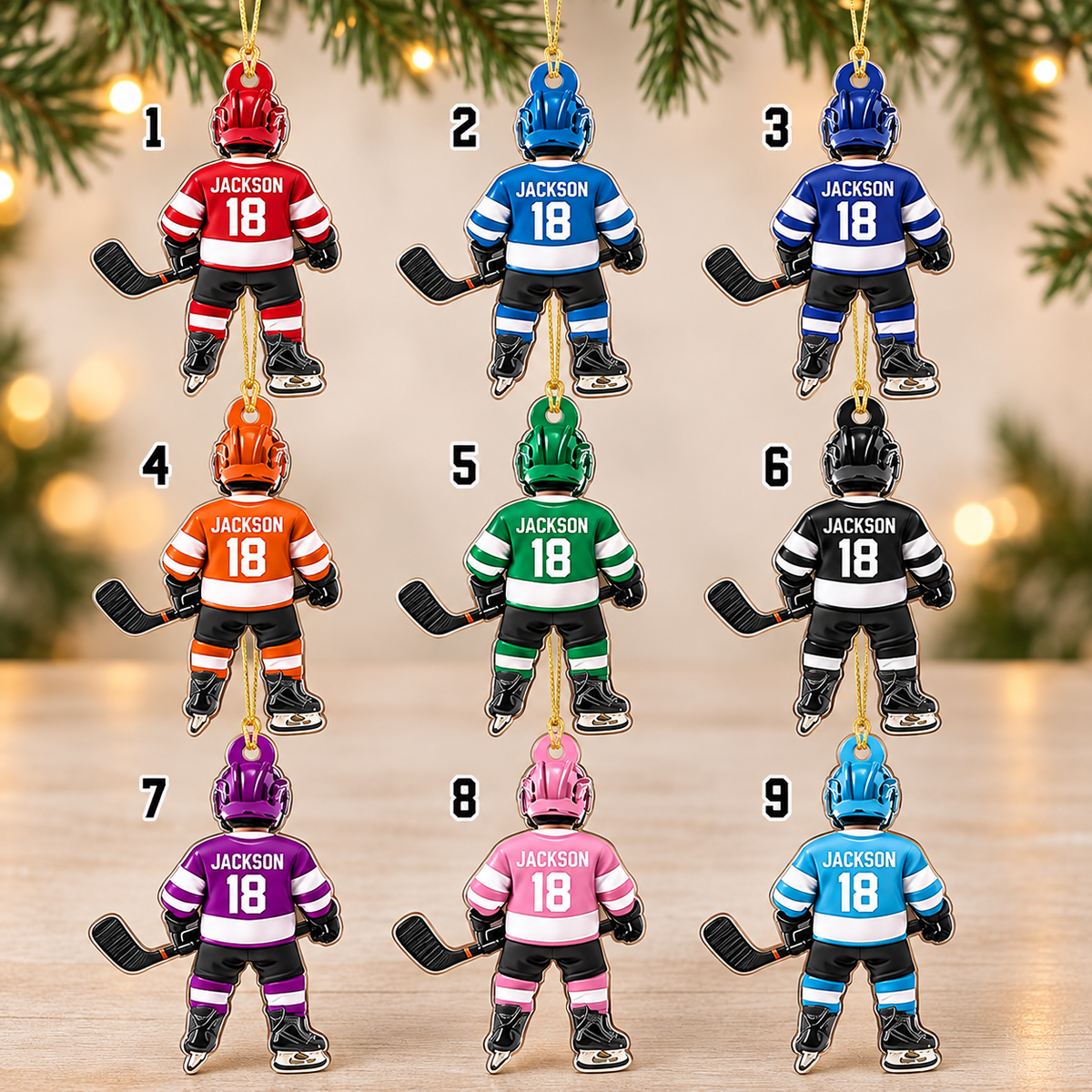 Personalized Ice Hockey Christmas Ornament, Custom Acrylic Hockey Gift, Christmas Gift for Hockey Player, Son, Daughter, Grandkids