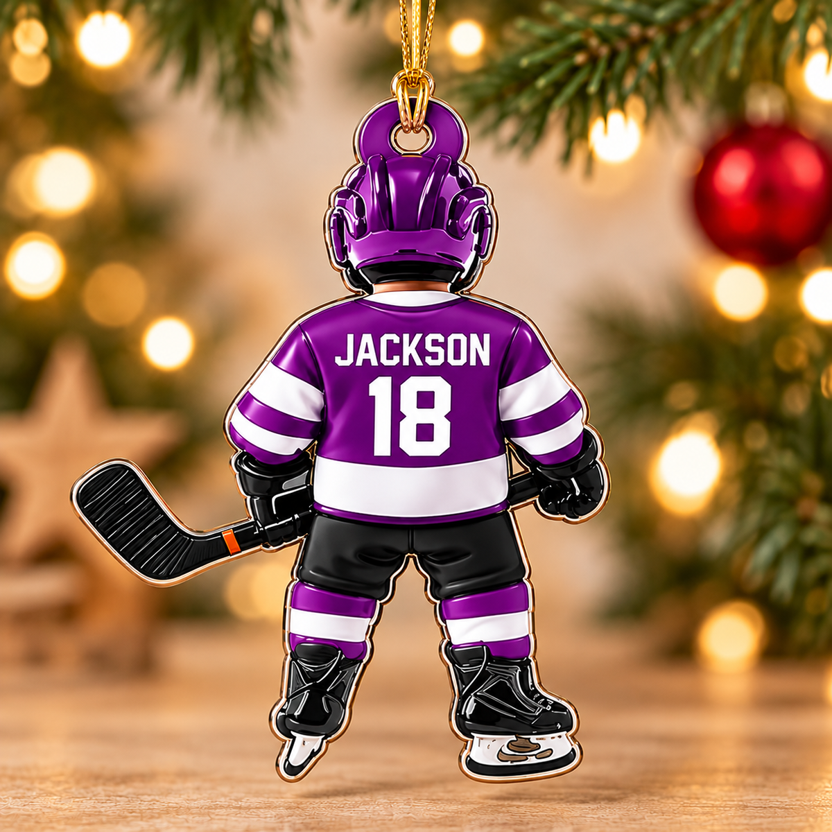Personalized Ice Hockey Christmas Ornament, Custom Acrylic Hockey Gift, Christmas Gift for Hockey Player, Son, Daughter, Grandkids