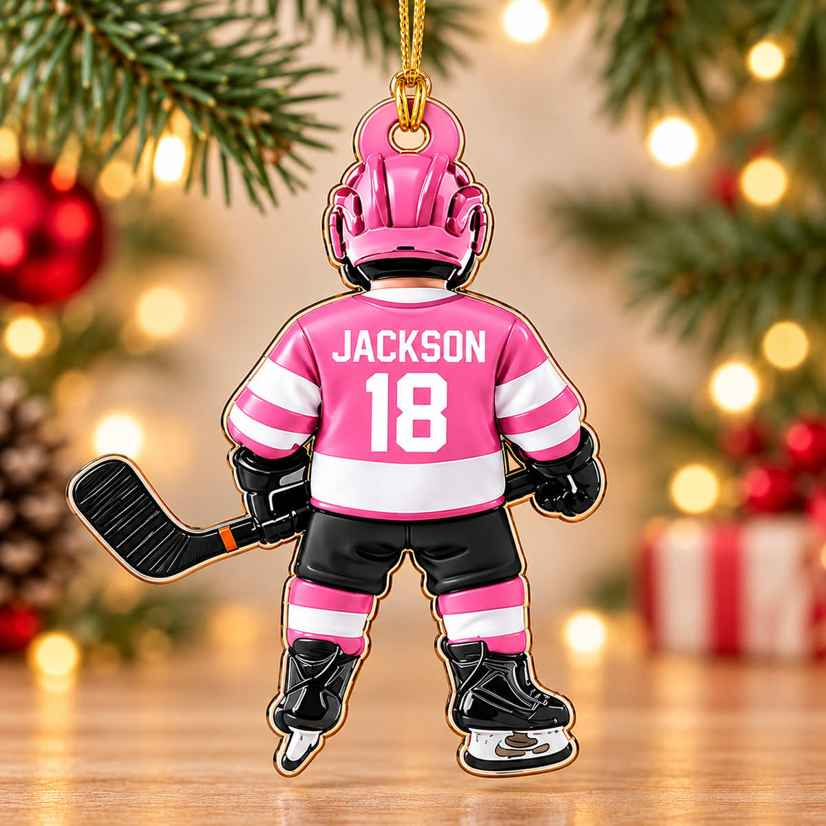 Personalized Ice Hockey Christmas Ornament, Custom Acrylic Hockey Gift, Christmas Gift for Hockey Player, Son, Daughter, Grandkids