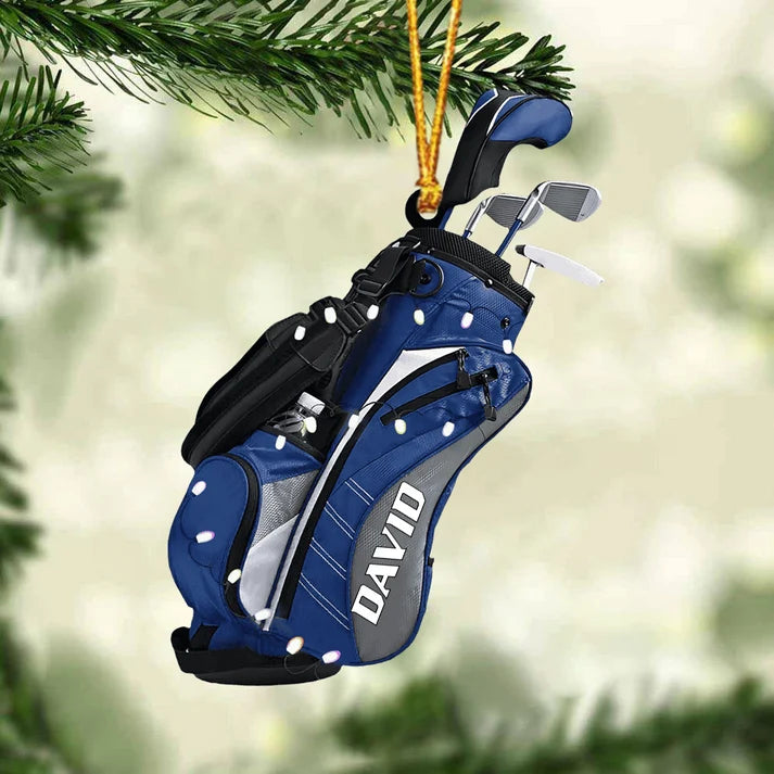 Personalized Golf Bag Ornament, Custom Name Acrylic Christmas Ornament, Golf Gift for Dad, Golfer and Golf Lover