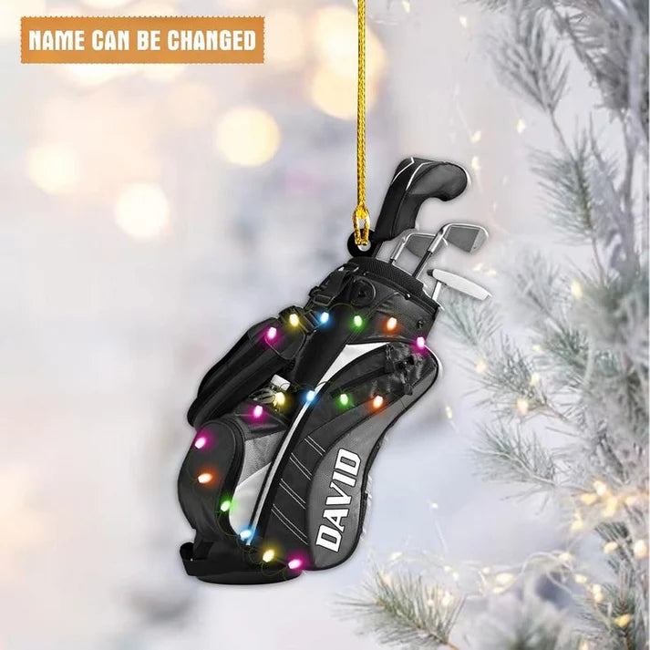 Personalized Golf Bag Ornament, Custom Name Acrylic Christmas Ornament, Golf Gift for Dad, Golfer and Golf Lover