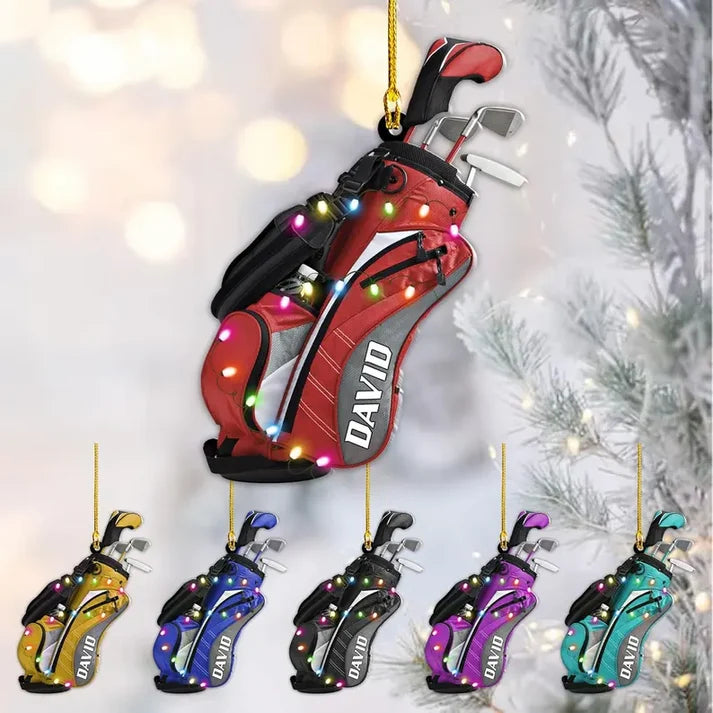 Personalized Golf Bag Ornament, Custom Name Acrylic Christmas Ornament, Golf Gift for Dad, Golfer and Golf Lover