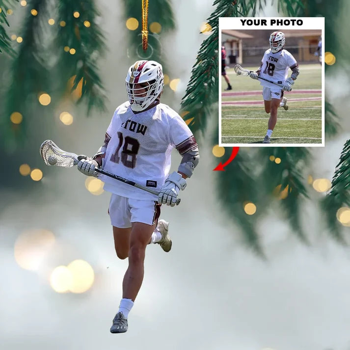 Personalized Lacrosse Christmas Ornament, Custom Photo Acrylic Ornament for Lacrosse Players, Teams and Fans