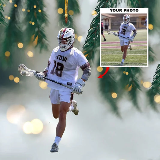 Personalized Lacrosse Christmas Ornament, Custom Photo Acrylic Ornament for Lacrosse Players, Teams and Fans