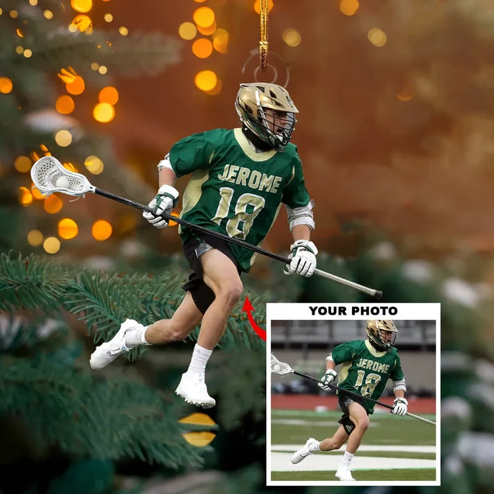 Personalized Lacrosse Christmas Ornament, Custom Photo Acrylic Ornament for Lacrosse Players, Teams and Fans