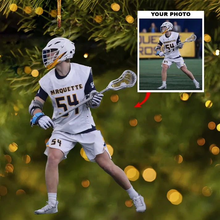Personalized Lacrosse Christmas Ornament, Custom Photo Acrylic Ornament for Lacrosse Players, Teams and Fans