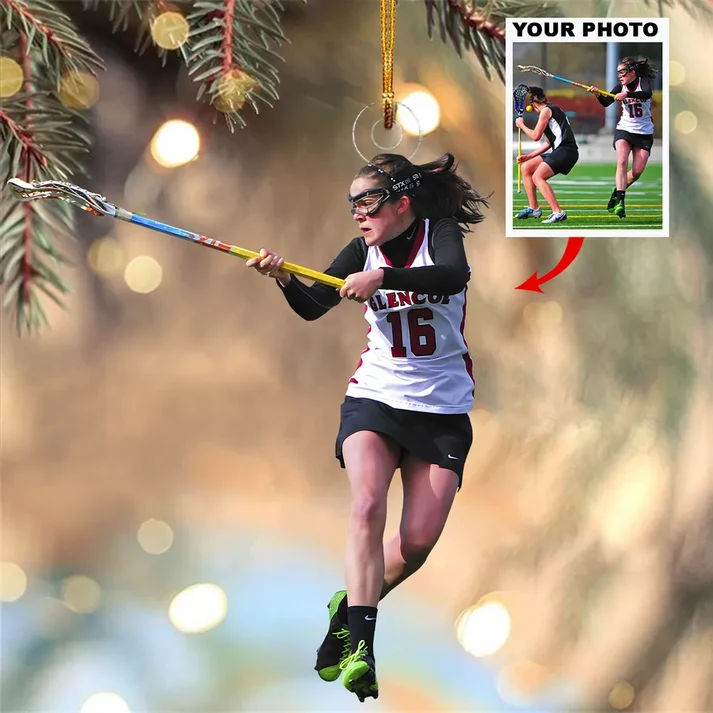 Personalized Lacrosse Christmas Ornament, Custom Photo Acrylic Ornament for Lacrosse Players, Teams and Fans