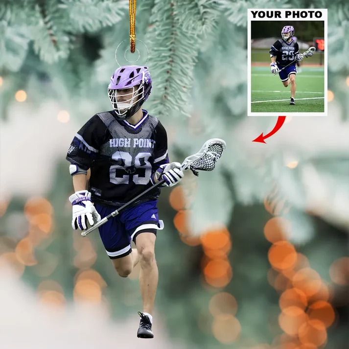 Personalized Lacrosse Christmas Ornament, Custom Photo Acrylic Ornament for Lacrosse Players, Teams and Fans